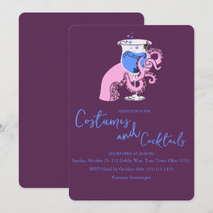 Octopus Tentakel Cocktail und Kostüme Halloween Einladung
