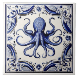 Octopus Thema Blau und Weißer Ozean Beach House Fliese