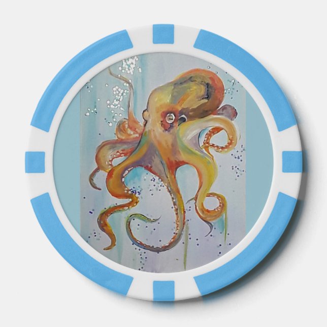 OCTOPUS THEMED POKER CHIPS FEINE KUNST VON JP DENY (Vorderseite)