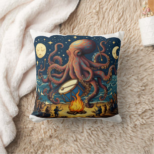 Octopus Trum nach Campfire Unter Stars Kissen
