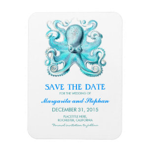 Octopus Türkis Beach Save the Date Magnet