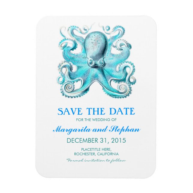 Octopus Türkis Beach Save the Date Magnet (Vertikal)