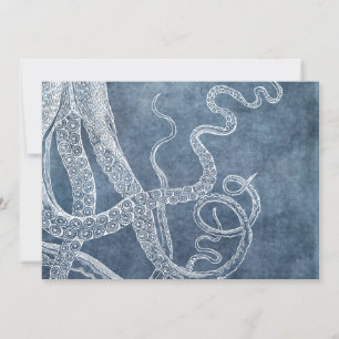 Octopus Twilight Blue Denim Wasserfarbe Kunst Karte
