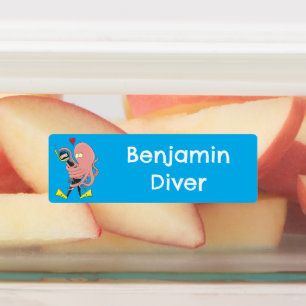 Octopus umarmt Taucher Cartoon Spaß personalisiert Etiketten