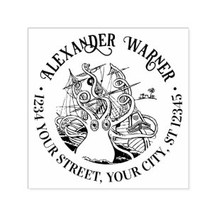 Octopus ummantelt Schiff #2 Name Rücksendeadresse Permastempel