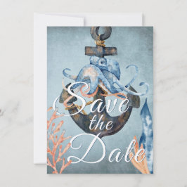Octopus und Anchor Nautical Beach Hochzeit Save The Date