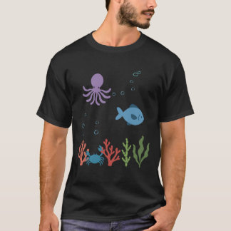 Octopus Underwater Kids Fish Ocean World T-Shirt