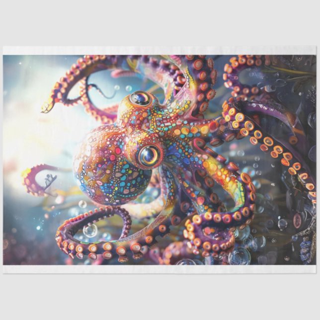 Octopus Vibranred Decoupage Tissue Paper Seidenpapier (Vorderseite)