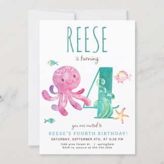 Octopus Vierte Einladung zum Geburtstag
