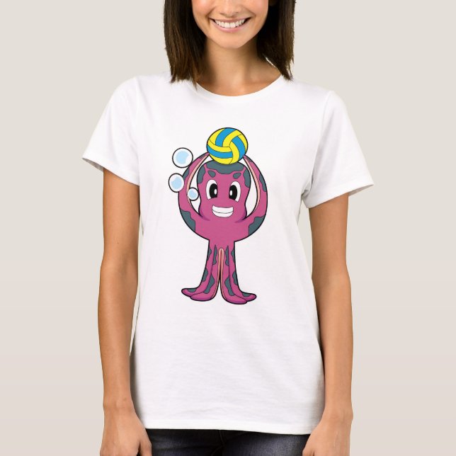 Octopus Volleyball player Volleyball Sports T-Shirt (Vorderseite)