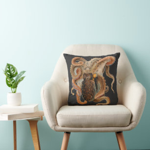 Octopus Vulgaris, Vintage Meeresleben Tiere Kissen