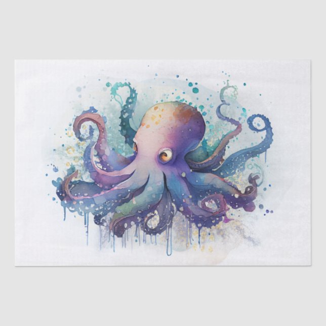 Octopus Wasserfarbe Seidenpapier (Vorderseite)