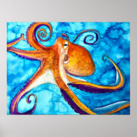 Octopus watercolor under the sea art