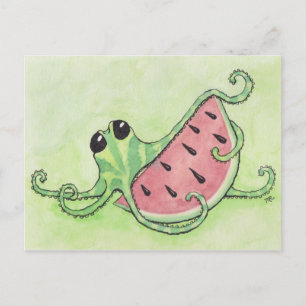 Octopus & Watermelon Postkarte