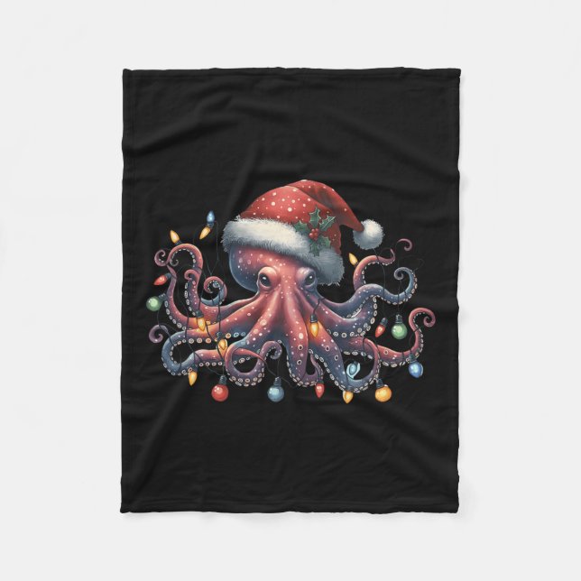 Octopus WeihnachtsLICHT Octopus Animus Fleecedecke (Vorderseite)