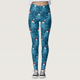 Octopus Weihnachtsmannmütze Blue Christmas Leggings