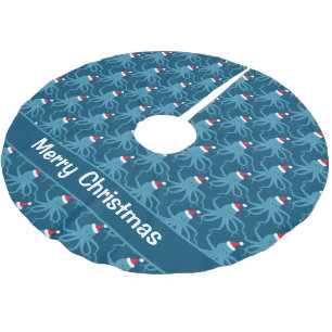 Octopus Weihnachtsmannmütze Blue Christmas Polyester Weihnachtsbaumdecke
