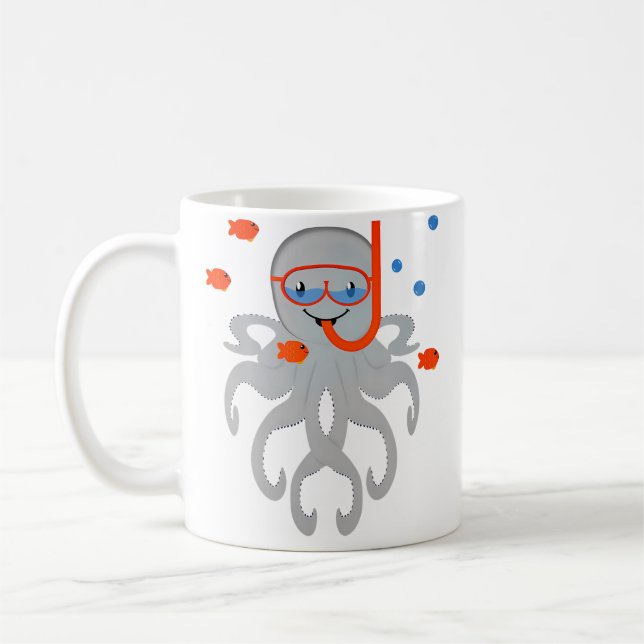 Octopus With Scuba Diving Snorkling Octopus For Kaffeetasse (Links)