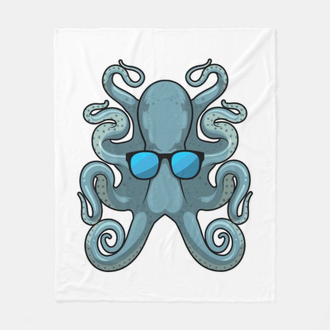 Octopus with Sunglasses Fleecedecke (Vorderseite)