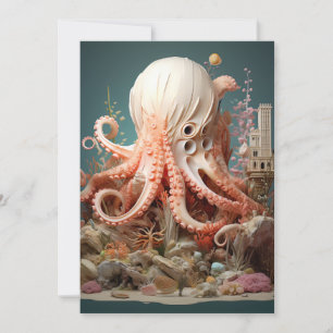 Octopus World Underwater Fantasy Ocean Abstrakt Einladung