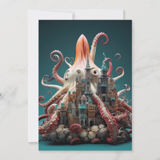 Octopus World Underwater Fantasy Ocean Abstrakt Einladung (Vorderseite)