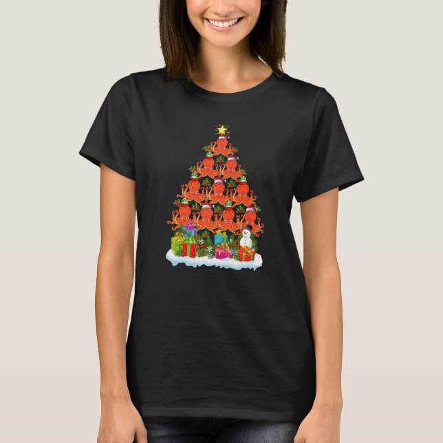 Octopus  Xmas Holiday Octopus Christmas Tree T-Shirt (Vorderseite)