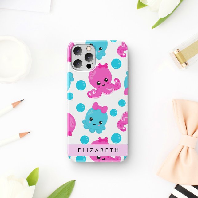 Octopusmuster, Niedlicher Kraken, Meer, Ihr Name Case-Mate iPhone Hülle (Von Creator hochgeladen)