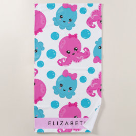 Octopusmuster, Niedlicher Kraken, Meer, Ihr Name Strandtuch