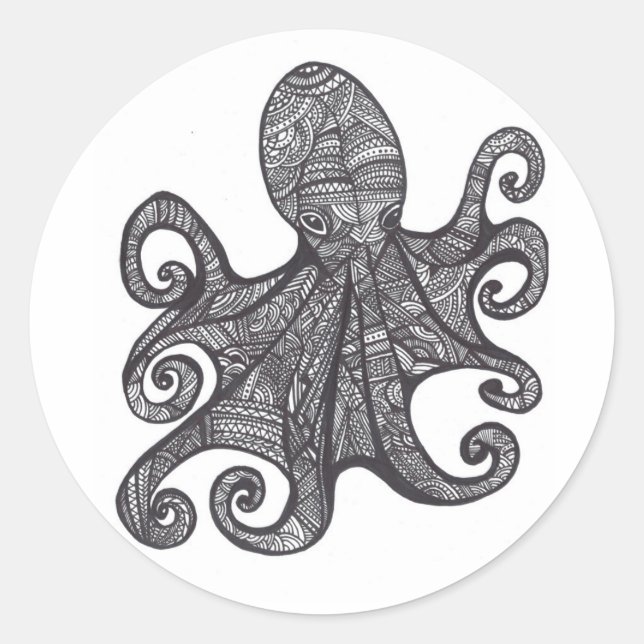 OctoZen Runder Aufkleber (Vorderseite)