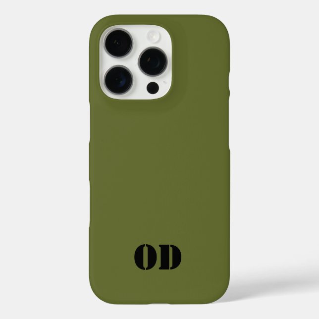 OD-grünes individuelles Monogramm personalisiert Case-Mate iPhone Hülle (Rückseite)