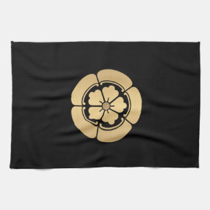 Oda Mon Samurai-Clan mit faux-gold auf schwarz Handtuch