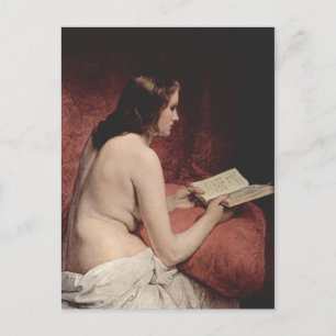 Odaliske mit Buch Postkarte