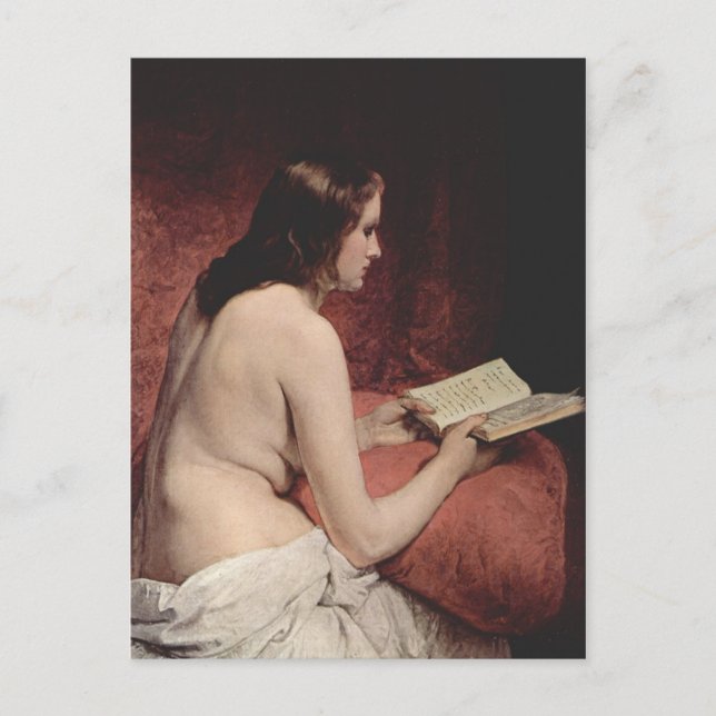 Odaliske mit Buch Postkarte (Vorderseite)