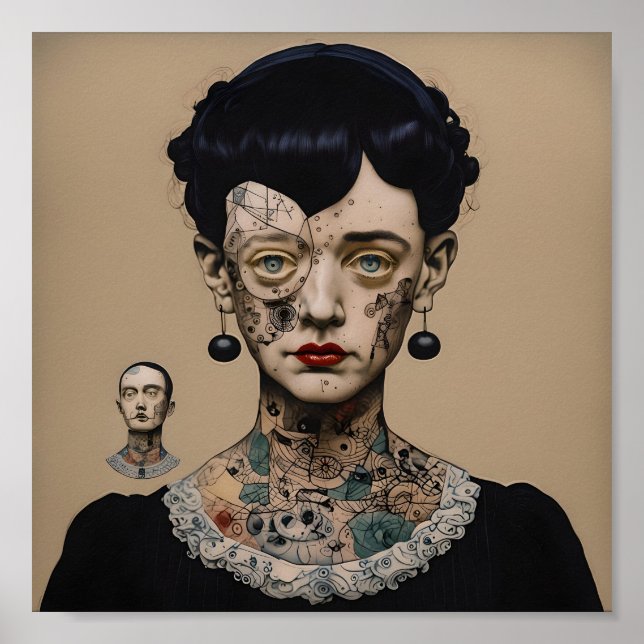 Odd Doll Surrealist AI-Bild 003 P Poster (Vorne)