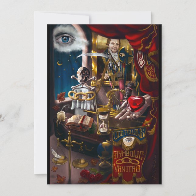 Odd Fellows Symbolic Vanitas Dankeskarte (Vorderseite)