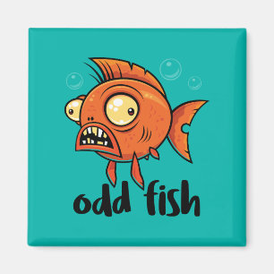 Odd Fish Quirky Funny Orange Goldfish Cartoon Magnet