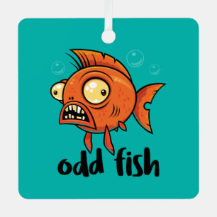 Odd Fish Quirky Funny Orange Goldfish Cartoon Ornament Aus Metall