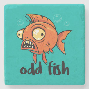 Odd Fish Quirky Funny Orange Goldfish Cartoon Steinuntersetzer