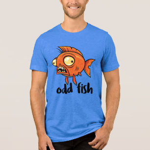 Odd Fish Quirky Funny Orange Goldfish Cartoon Tri-Blend Shirt