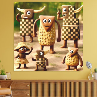 Odd Friends - Forest Schachbrett & Dots Clan Poste Leinwanddruck