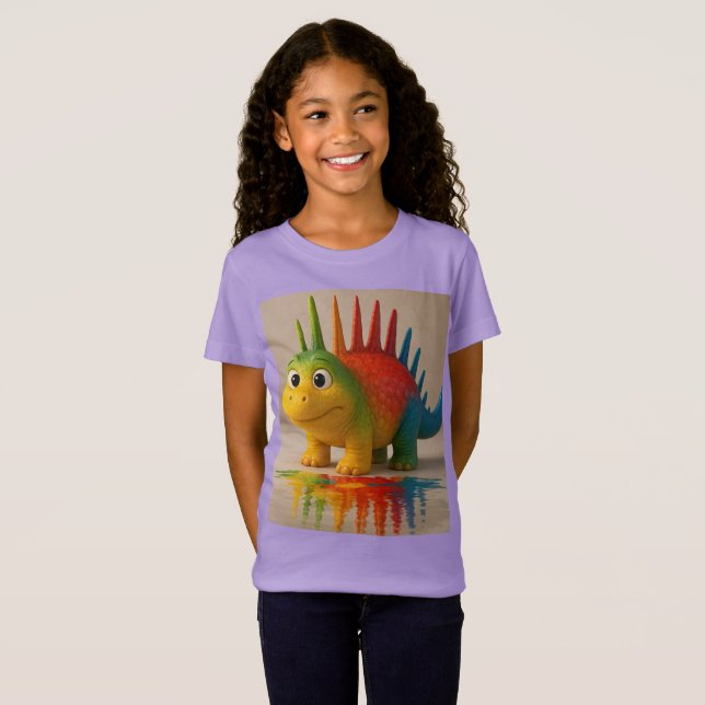 Odd Friends - Rainbow Dino Poster T-Shirt (Vorne ganz)