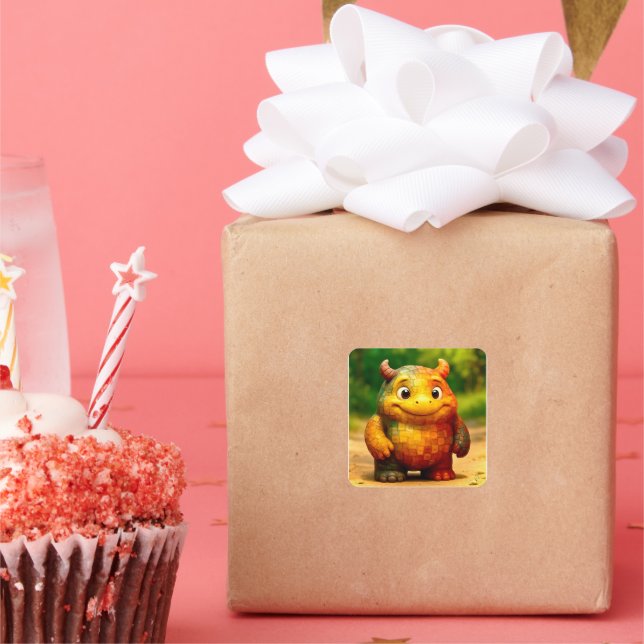 Odd Friends - Rainbow Tile Monster Poster Quadratischer Aufkleber (Party)