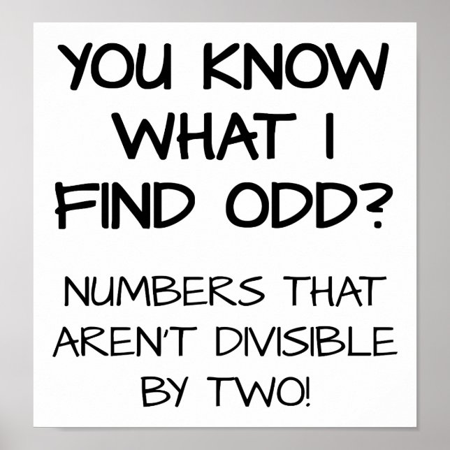 Odd Numbers Funny Poster (Vorne)