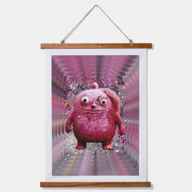 OddFriends Pink Creature-Tasse Wandteppich Mit Holzrahmen (Vorderseite)