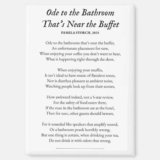 Ode an das Badezimmer nahe dem Buffet Gedicht Magnet (Vorderseite)