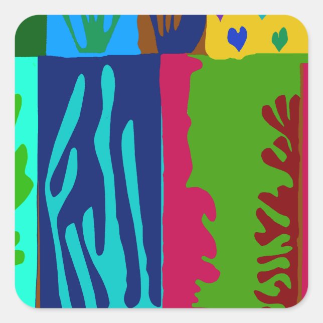 Ode an Matisse Collage Quadratischer Aufkleber (Vorderseite)