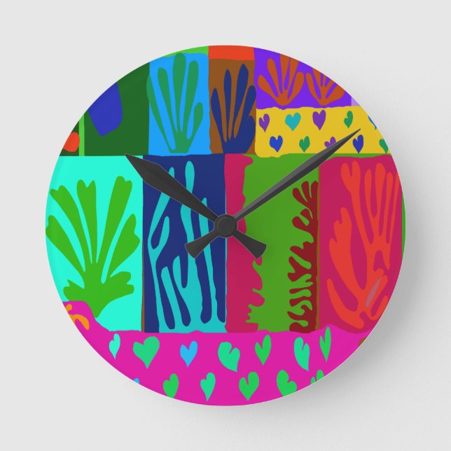 Ode an Matisse Collage Runde Wanduhr (Vorderseite)