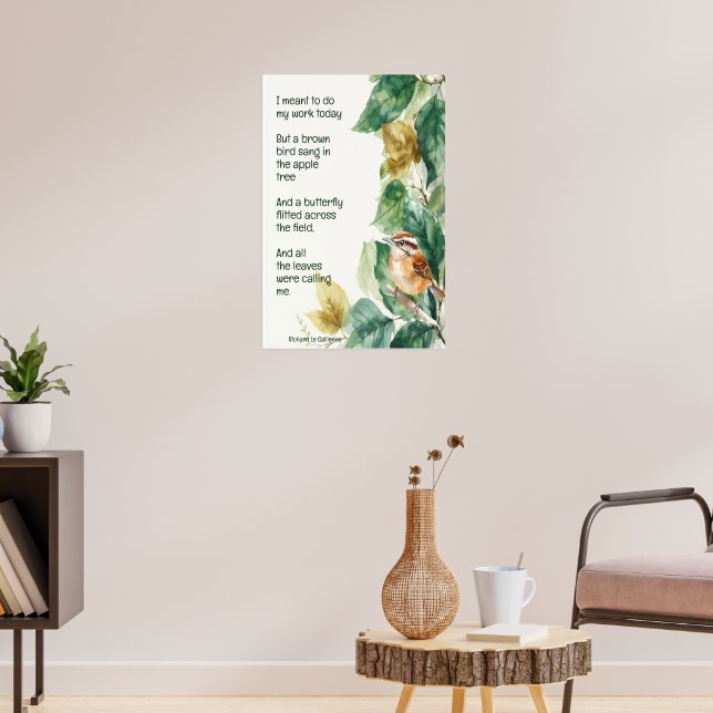 Ode to Spring Gedicht mit Brown Bird Wren Poster (Wohnzimmer 3)