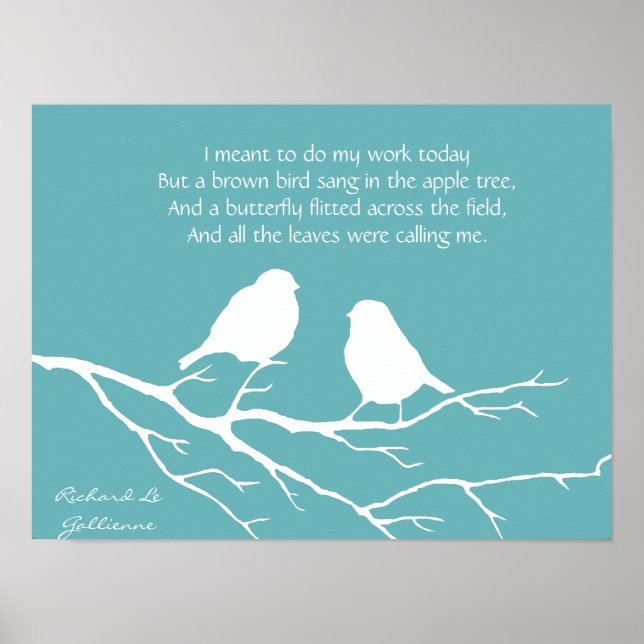 Ode to Spring Gedicht mit Little Bird Silhouette Poster (Vorne)