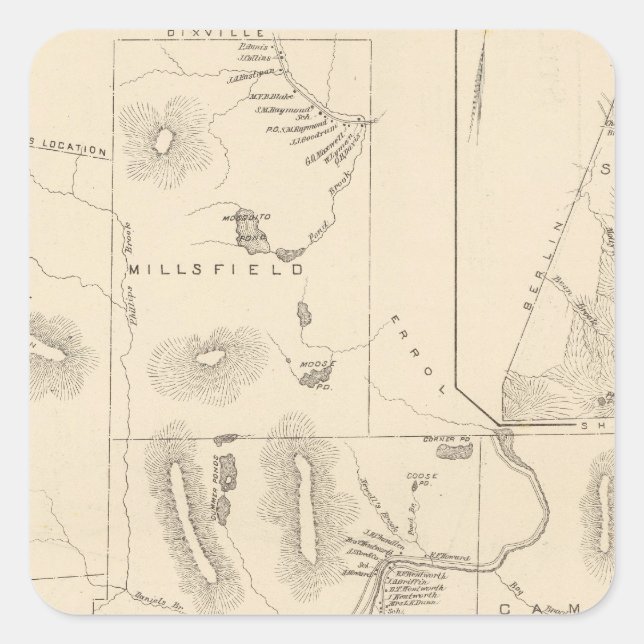 Odell, Millsfield, Dummer, Cambridge Quadratischer Aufkleber (Vorderseite)